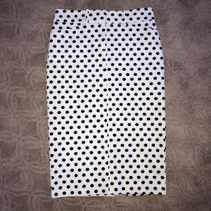 NWOT Black and White Polkadot Pencil Skirt